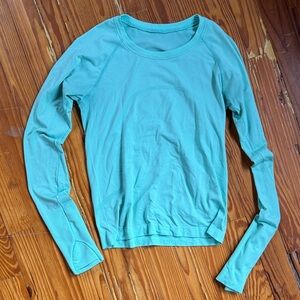 Lululemon Swiftly Tech Longsleeve Race Waist Length Size 6 Wild Mint Blue Teal